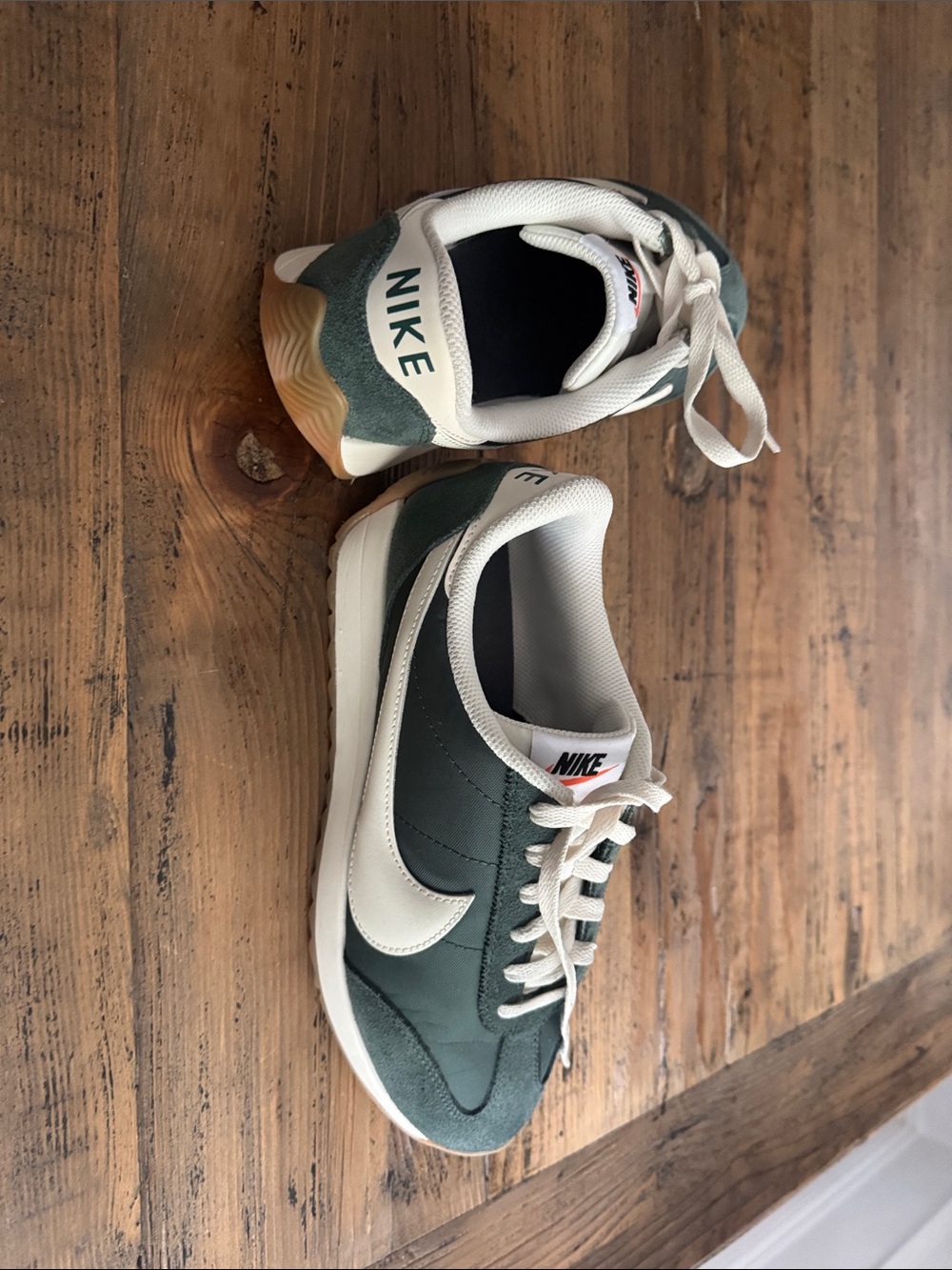 Nike Green and White Women's Retro Runner Sneakers